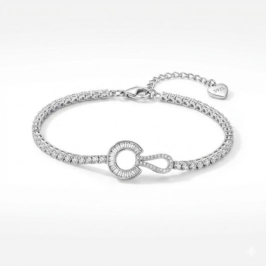 Infinity Halo Diamond Bracelet Silver