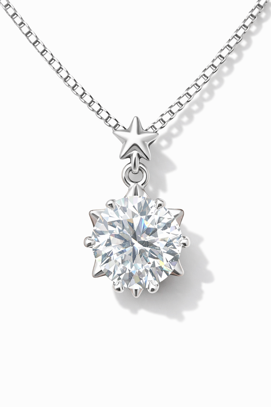 Starlight Solitaire Pendant Necklace Silver