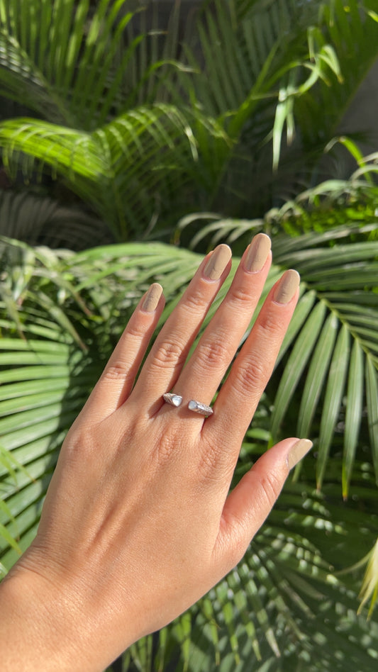 Luna Twin Glow Open Ring Silver