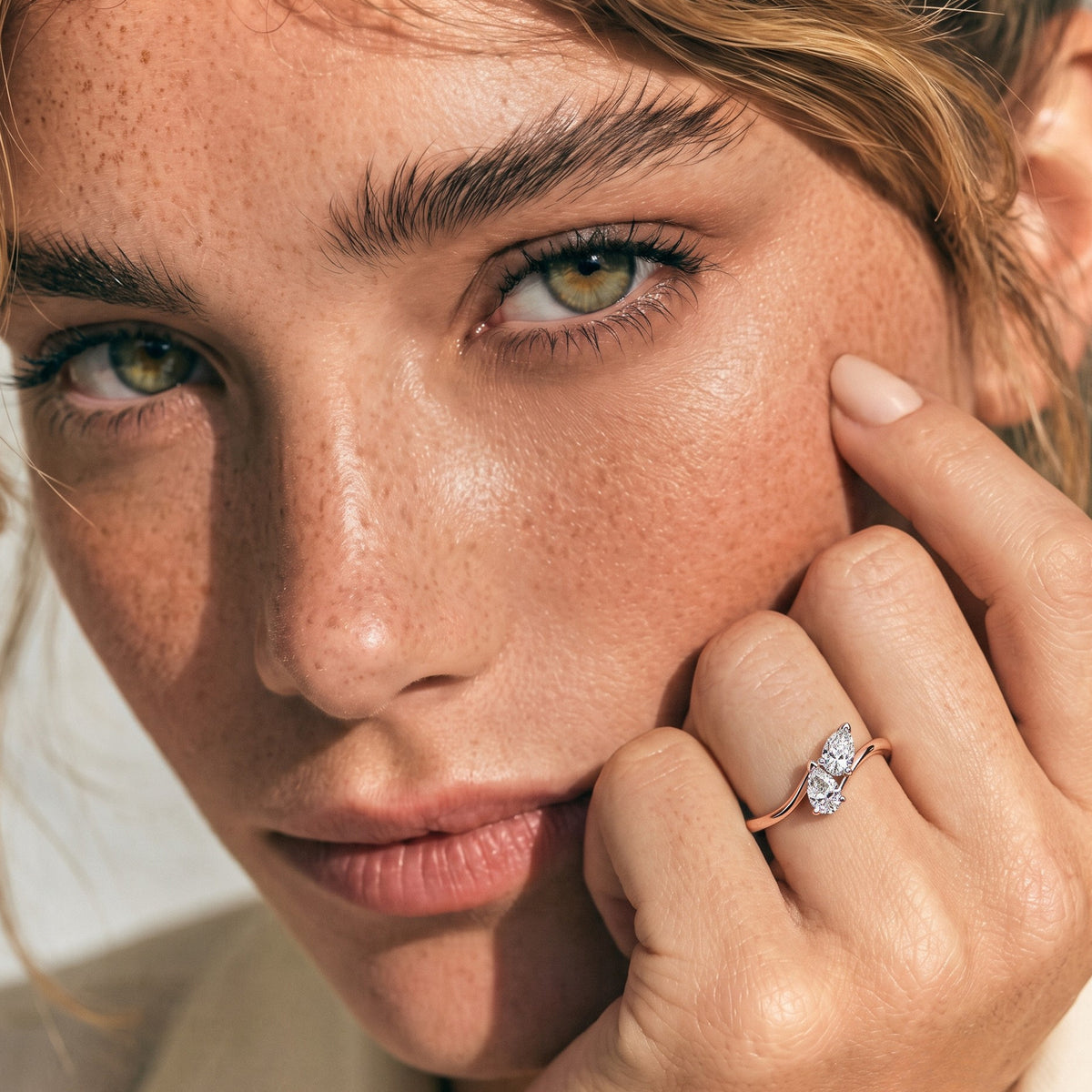 Pear Duo Crossover Diamond Ring
