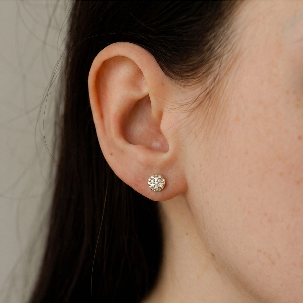 Domed Cluster Diamond Stud Earrings