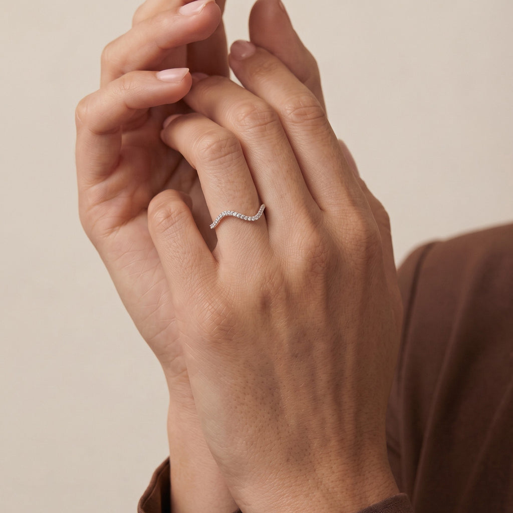Two-Tone Wave Pavé Diamond Ring
