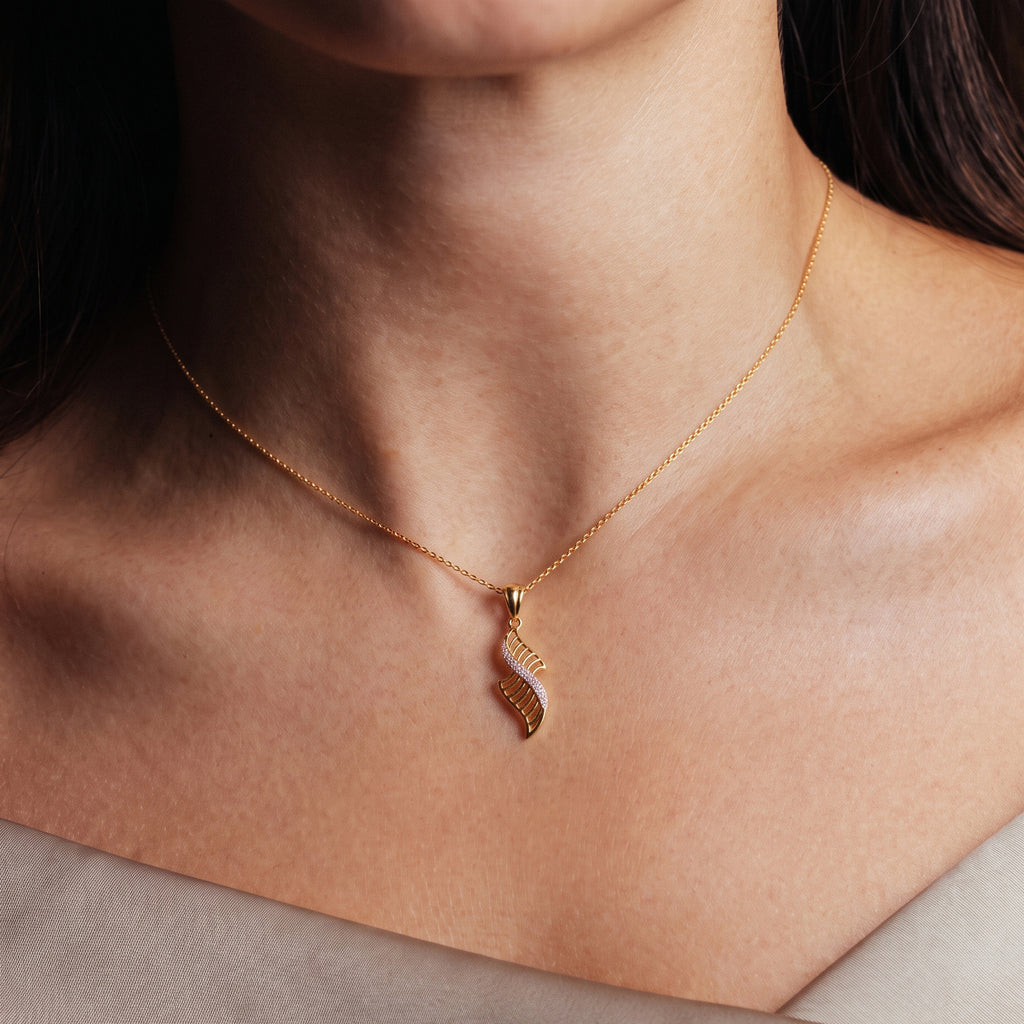 Diamond Flame Leaf Pendant Necklace
