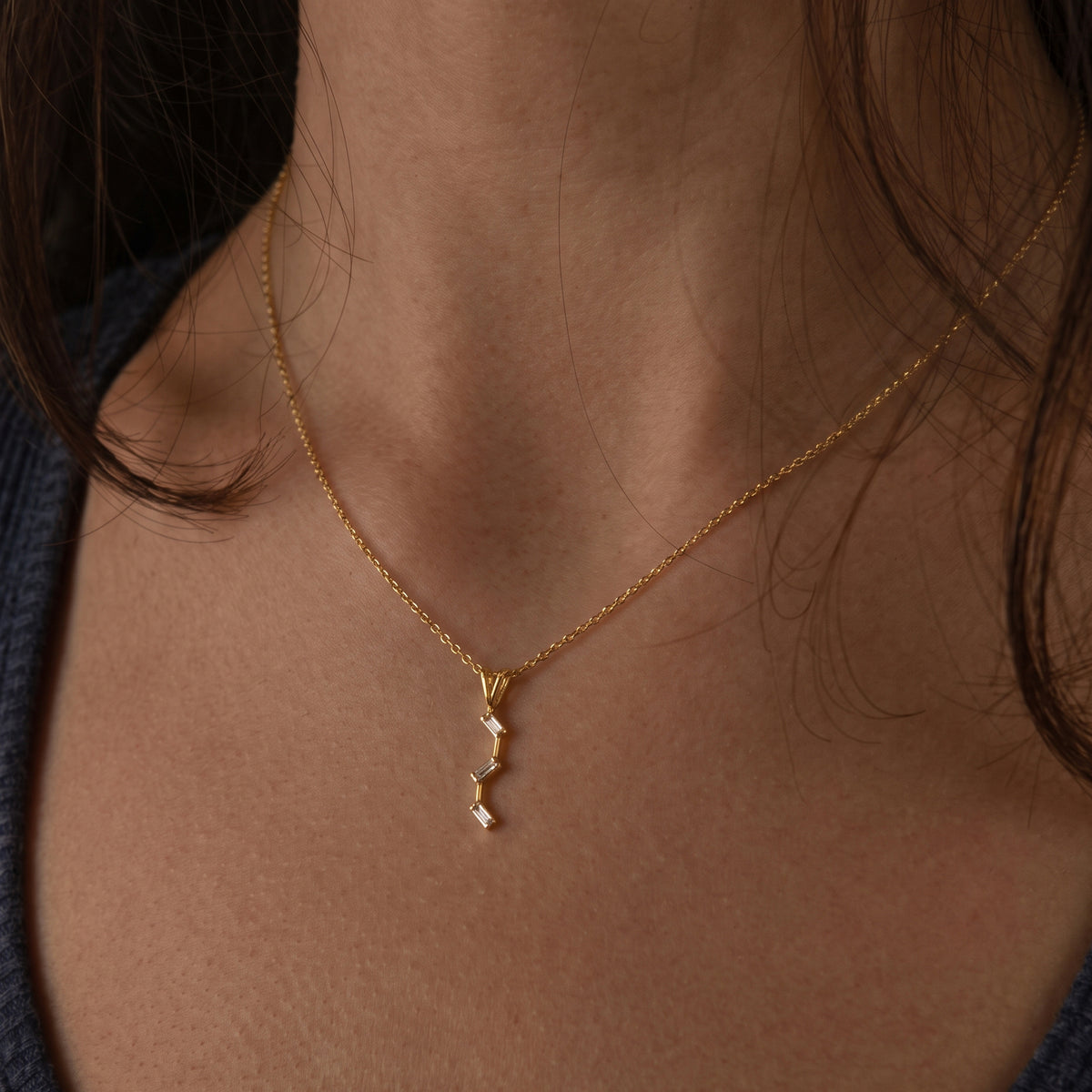 Baguette Trio Diamond Drop Pendant