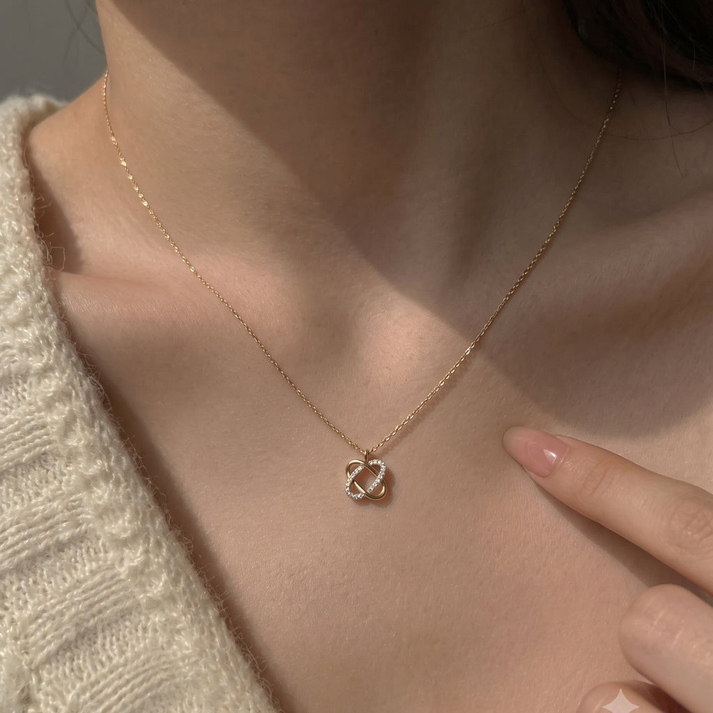 Interlocking Oval Diamond Knot Necklace