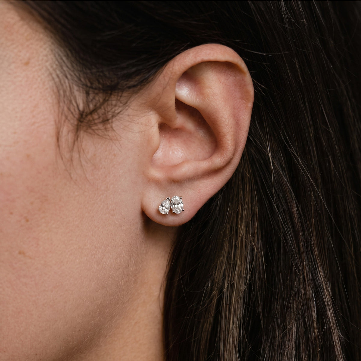 Duo Diamond Toi et Moi Stud Earrings