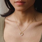 Crescent Cutout Circle Diamond Necklace