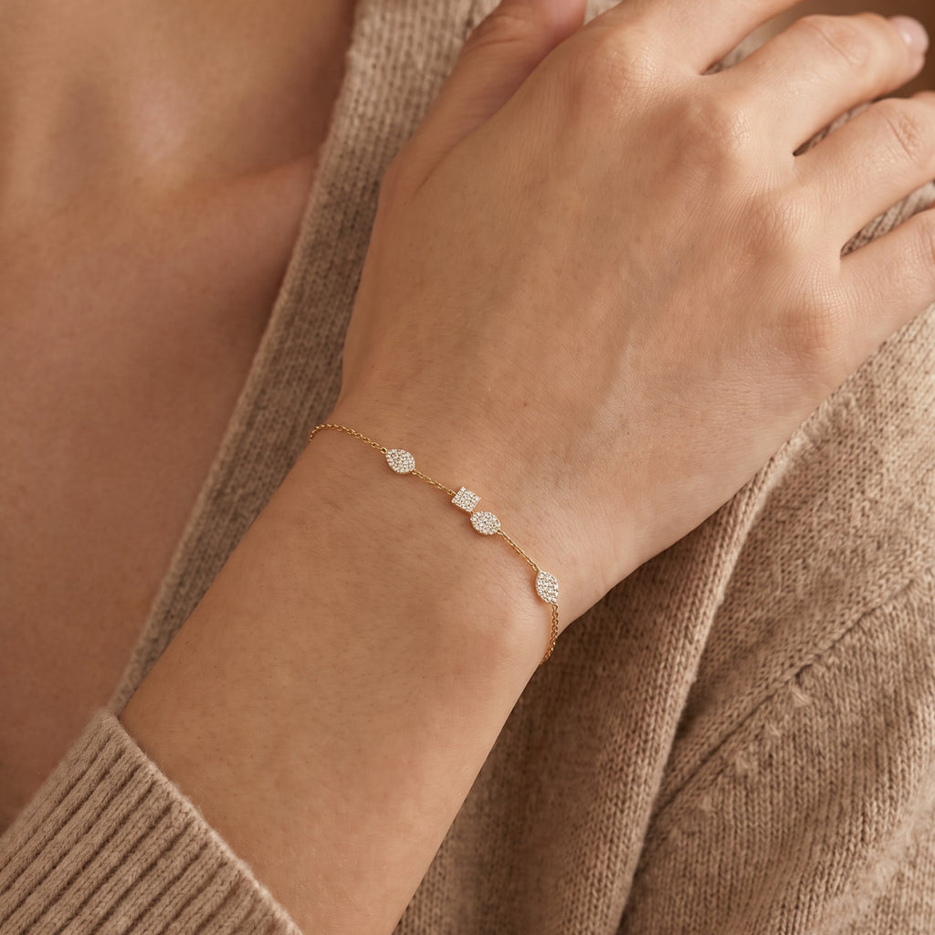 Pear Cluster Diamond Station Bracelet