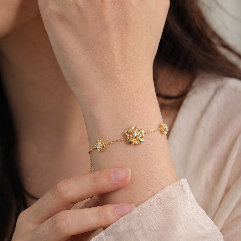 Blooming Rose Diamond Station Bracelet