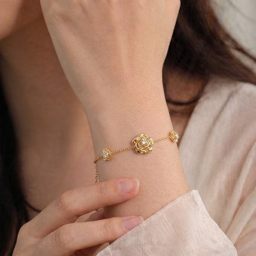 Blooming Rose Diamond Station Bracelet