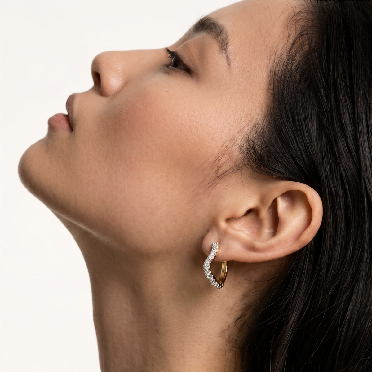 Twisted Wave Diamond Hoop Earrings