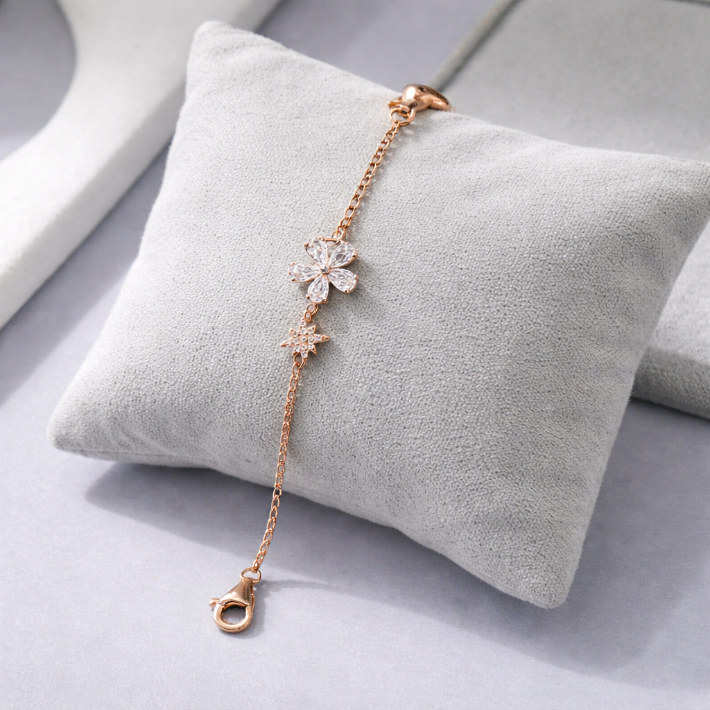 Starlight Bloom Charm Bracelet Rose Gold