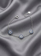 Evil Eye Tria Charm Bracelet Silver