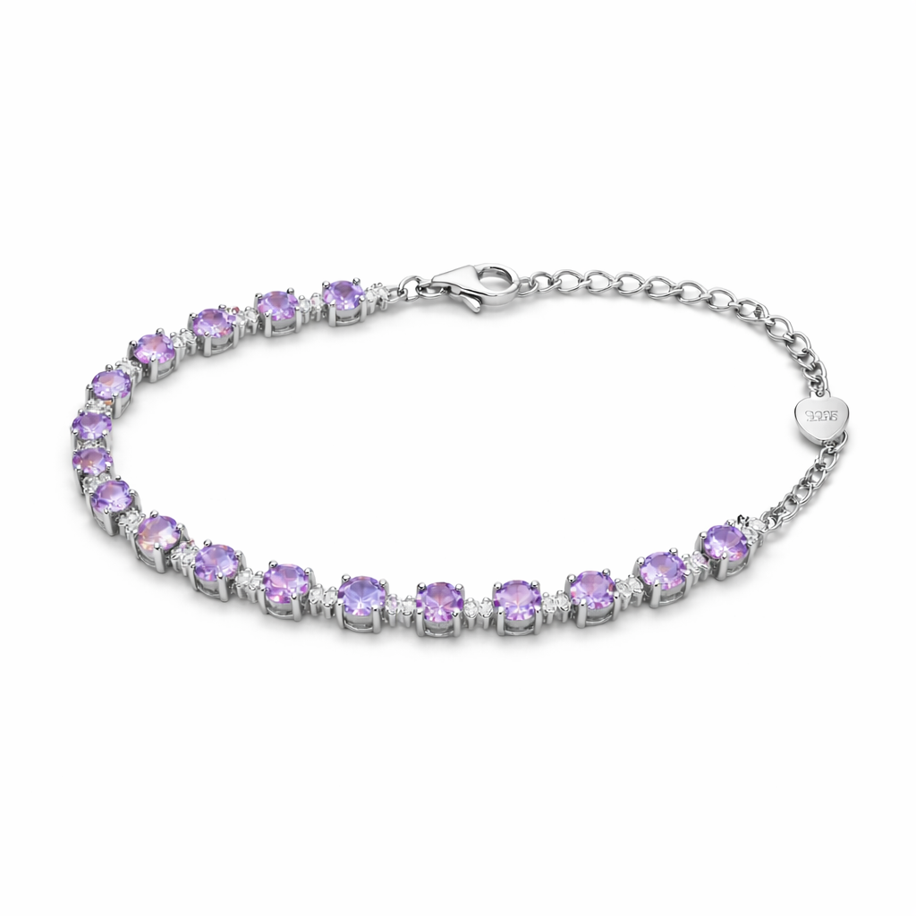 Amethyst Aura Tennis Bracelet Silver