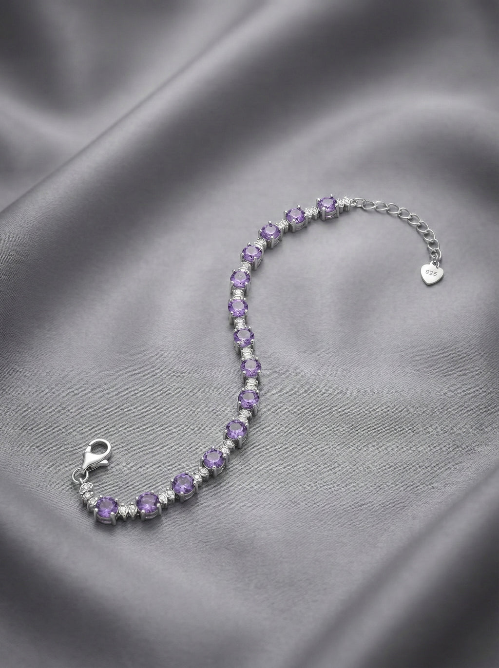 Amethyst Aura Tennis Bracelet Silver