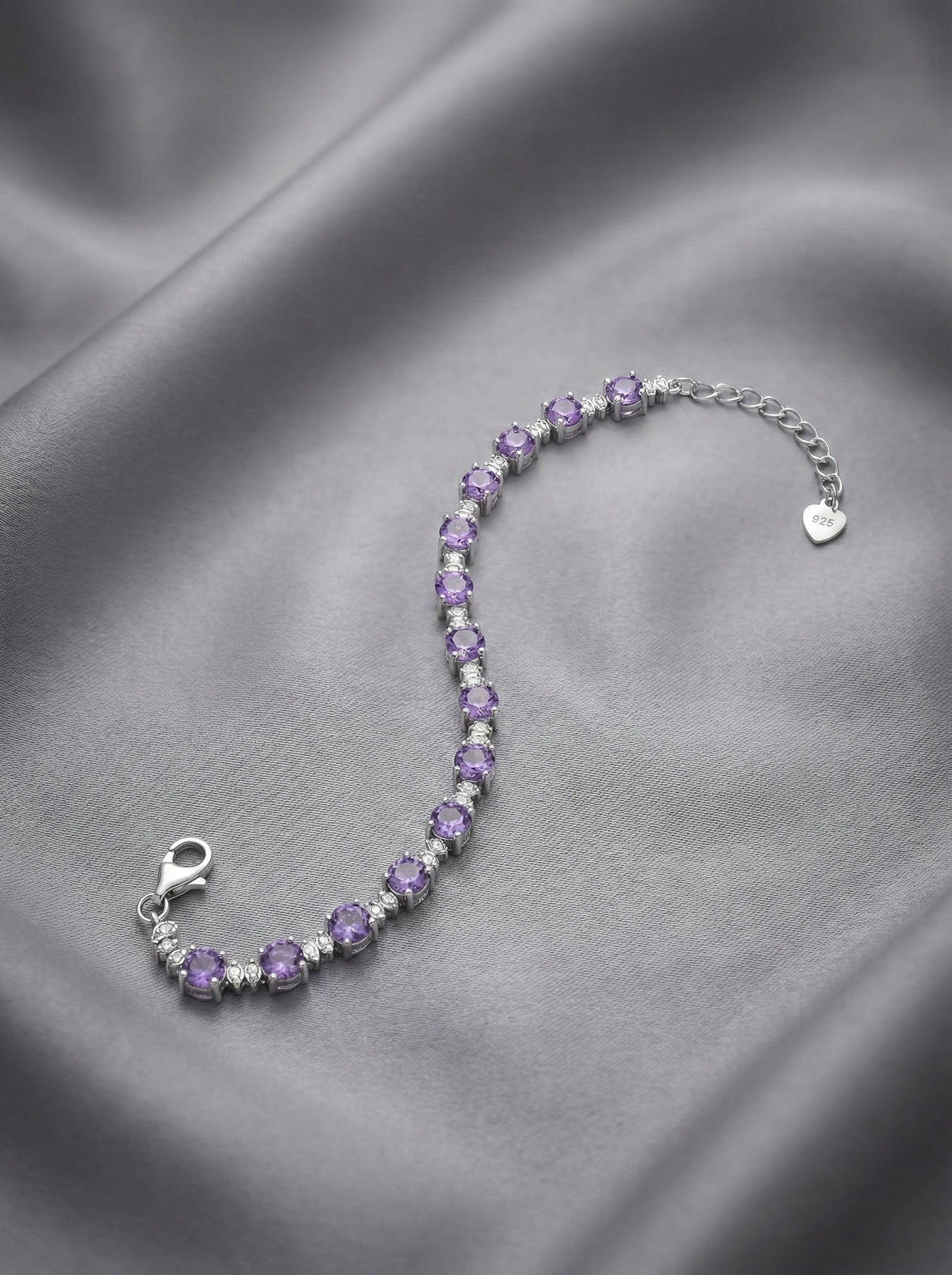 Amethyst Aura Tennis Bracelet Silver