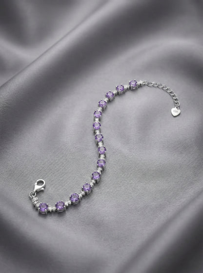 Amethyst Aura Tennis Bracelet Silver