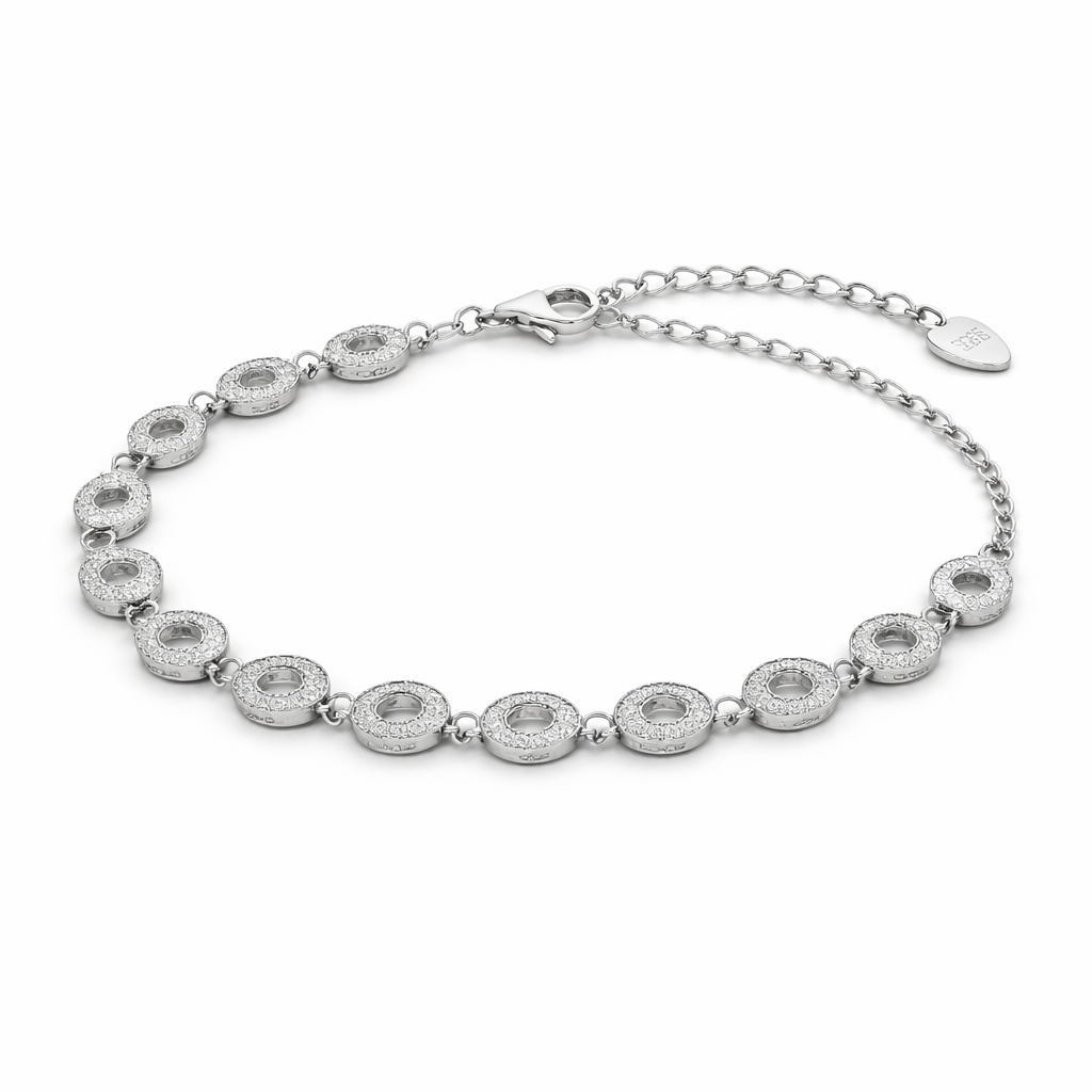 Circle of Sparkle Link Bracelet Silver