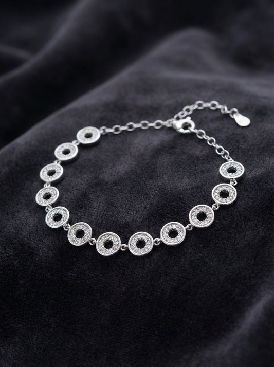 Circle of Sparkle Link Bracelet Silver