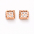 Regal Square Pave Studs Rose Gold