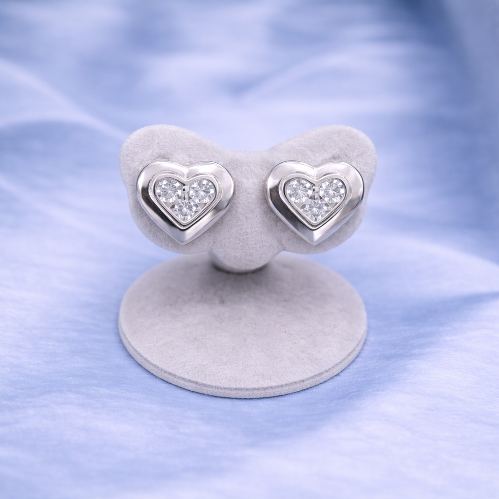 Eternal Heart Sparkle Studs Silver
