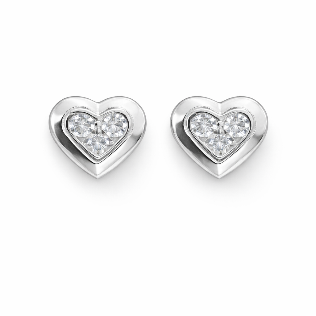 Eternal Heart Sparkle Studs Silver
