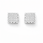 Radiant Square Pave Studs Silver