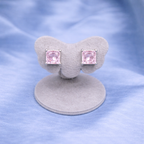 Blush Princess Cut Pink Studs Silver