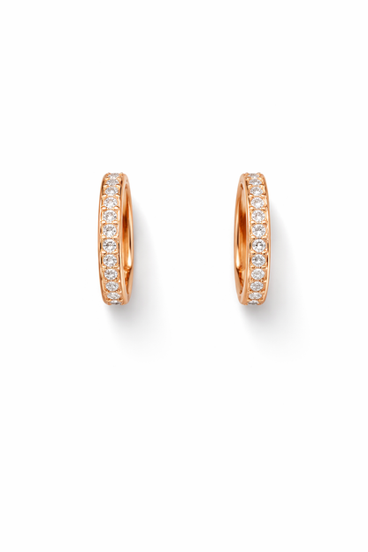 Pave Diamond Huggie Hoops Rose Gold