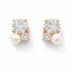 Aurora Pearl & CZ Cluster Studs Rose Gold