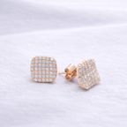 Luxe Square Pave Studs Rose Gold