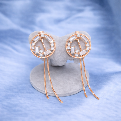 Starlight Halo Dangle Studs Rose Gold