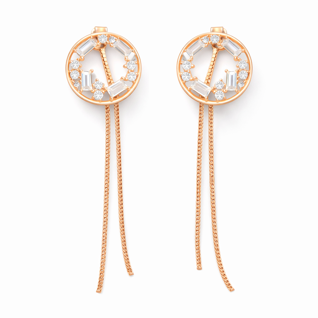 Starlight Halo Dangle Studs Rose Gold