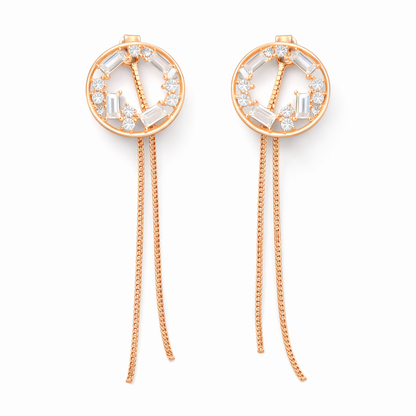 Starlight Halo Dangle Studs Rose Gold