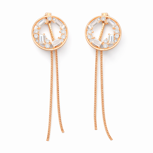 Starlight Halo Dangle Studs Rose Gold