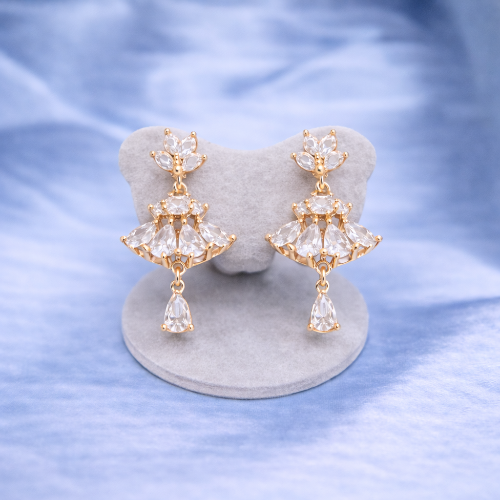 Royal Cascade Crystal Chandelier Earrings Rose Gold