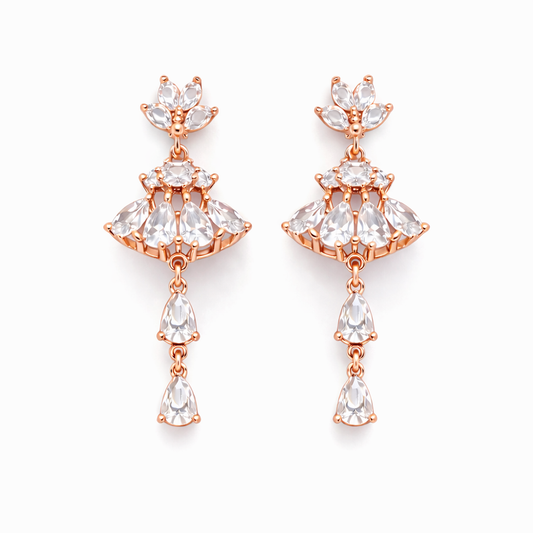 Royal Cascade Crystal Chandelier Earrings Rose Gold
