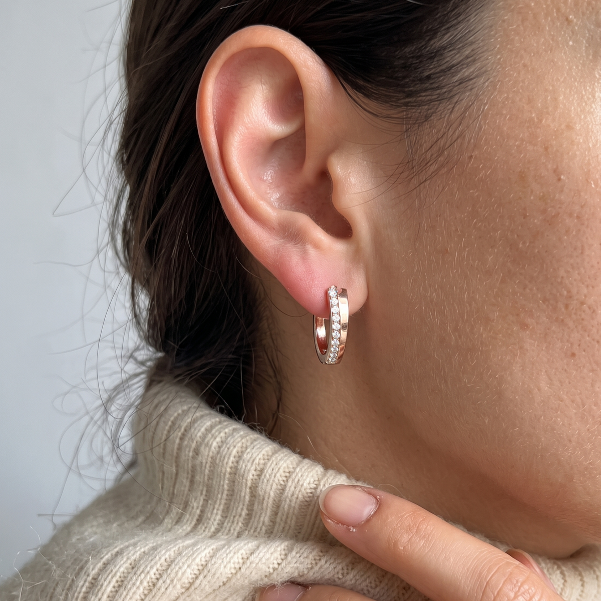 Tapered Wedge Diamond Hoop Earrings