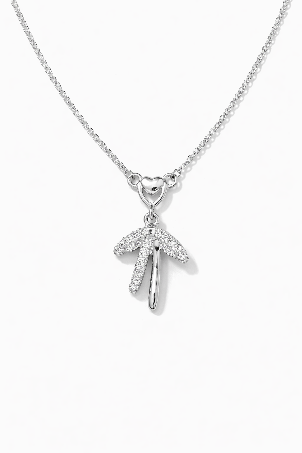 Heartline Drop Pendant Necklace Silver