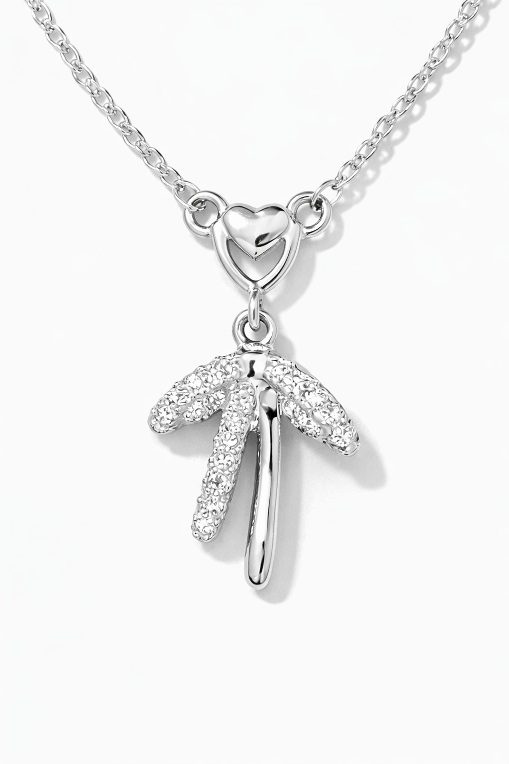 Heartline Drop Pendant Necklace Silver