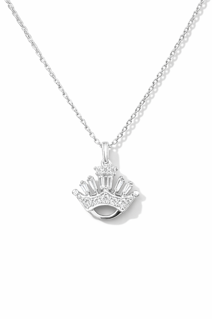 Regal Crown Spark Pendant Necklace Silver