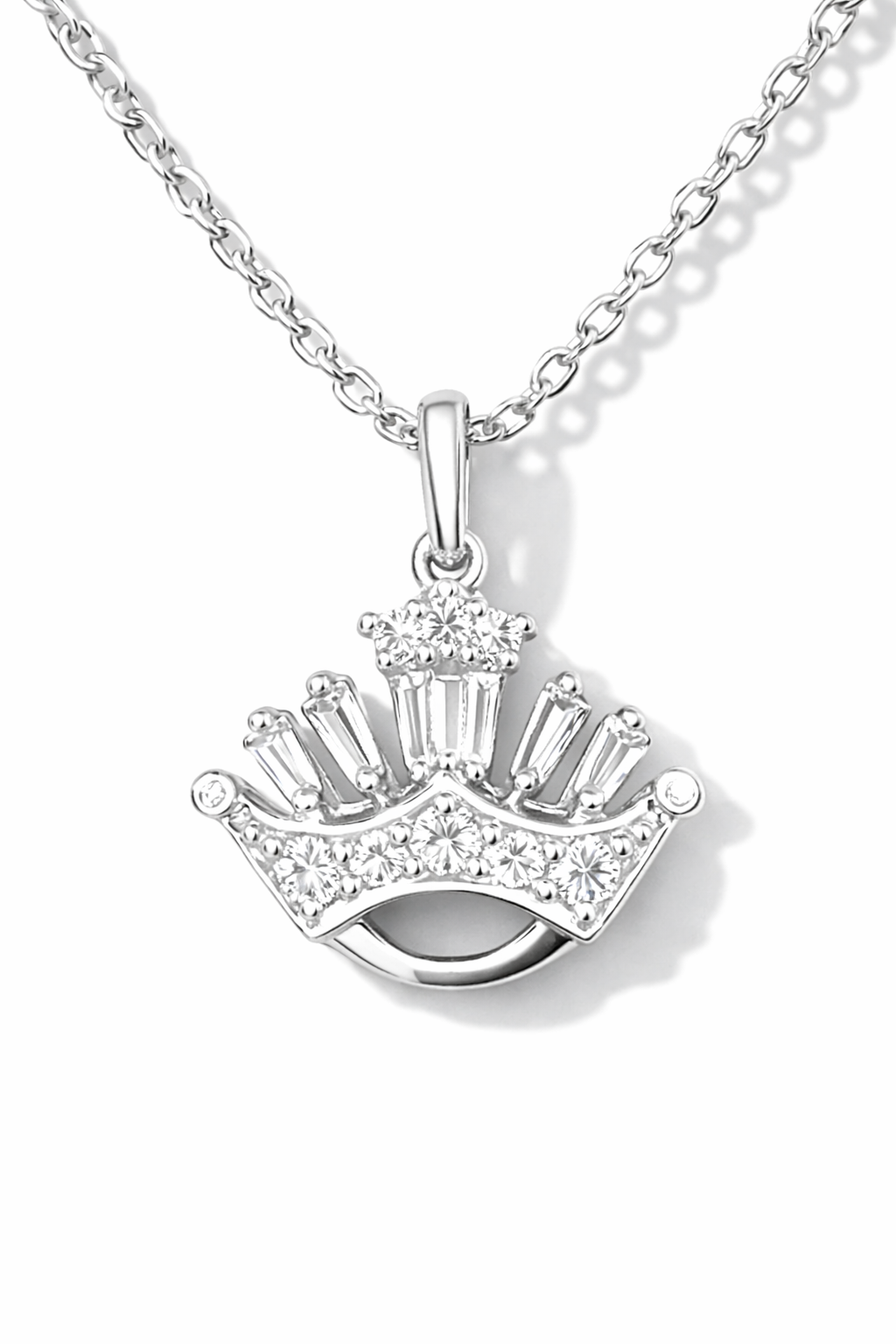 Regal Crown Spark Pendant Necklace Silver
