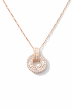 Radiant Halo Circle Pendant Necklace Rose Gold