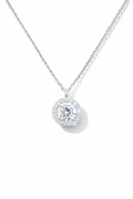 Classic Halo Solitaire Pendant Necklace Silver