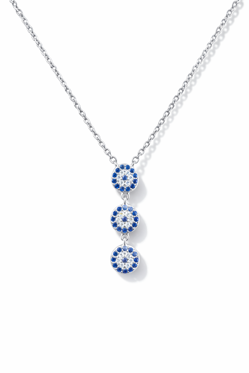 Azure Guard Evil Eye Drop Necklace Silver