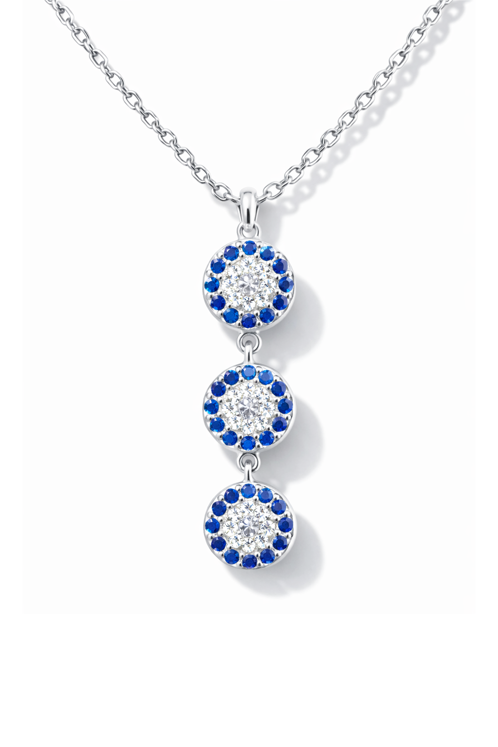 Azure Guard Evil Eye Drop Necklace Silver