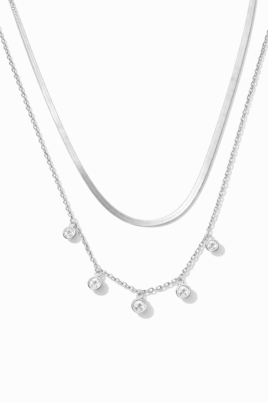 Luna Layered Spark Necklace Silver