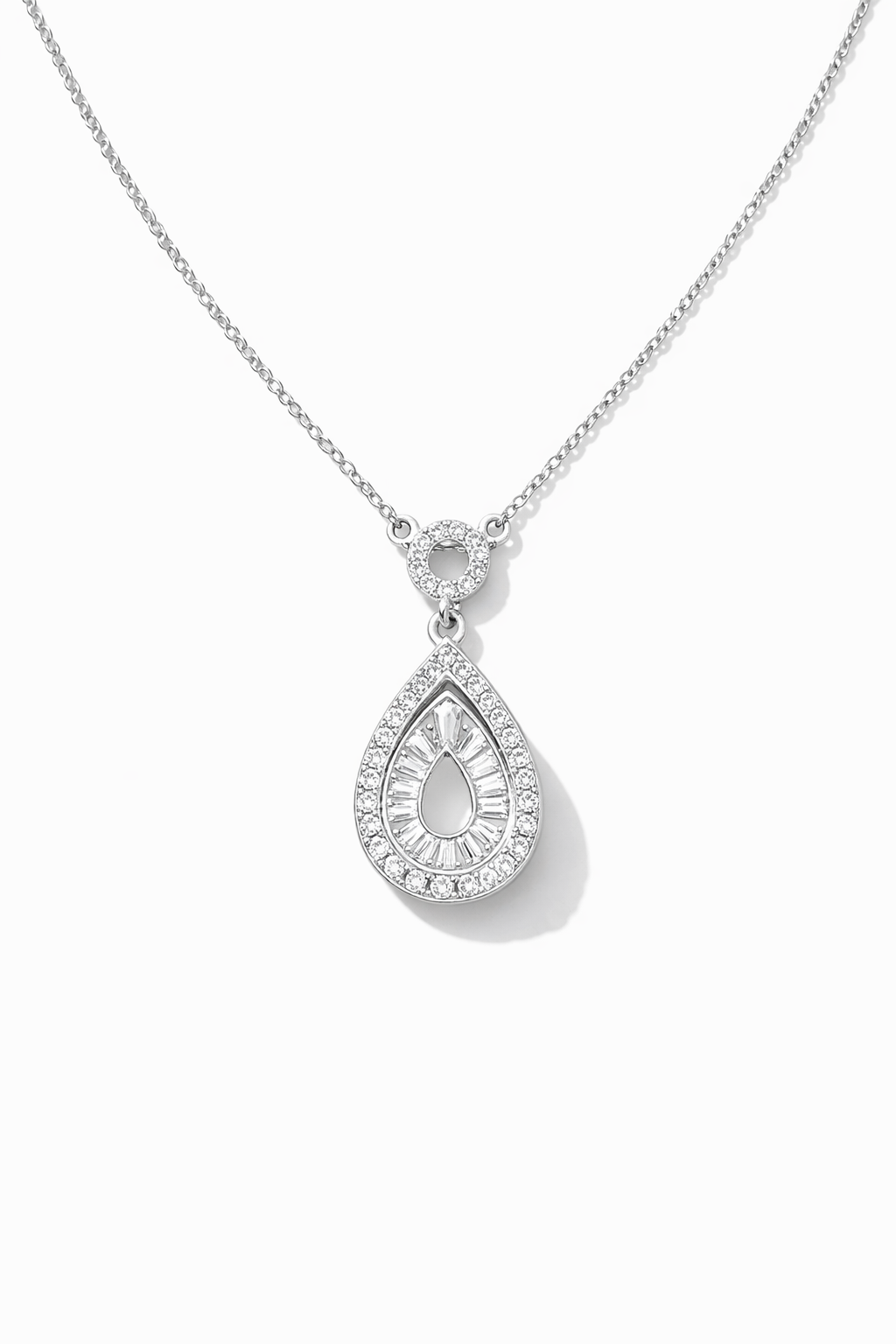 Aurora Teardrop Elegance Necklace Silver