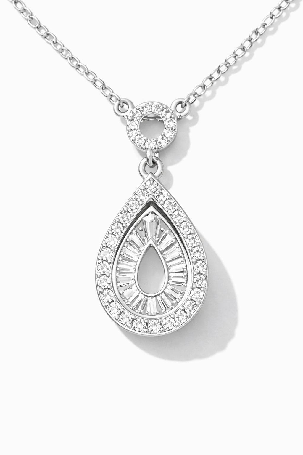 Aurora Teardrop Elegance Necklace Silver