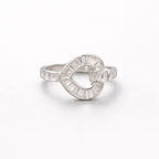 Baguette Heart Curve Ring Silver